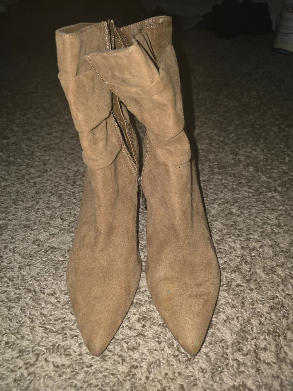 Suede Pointed Toe Stiletto Heel Ankle Boots